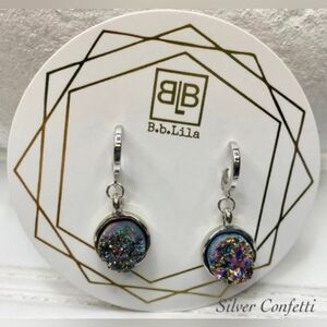 New B.B. Lila Rainbow Druzy Earrings